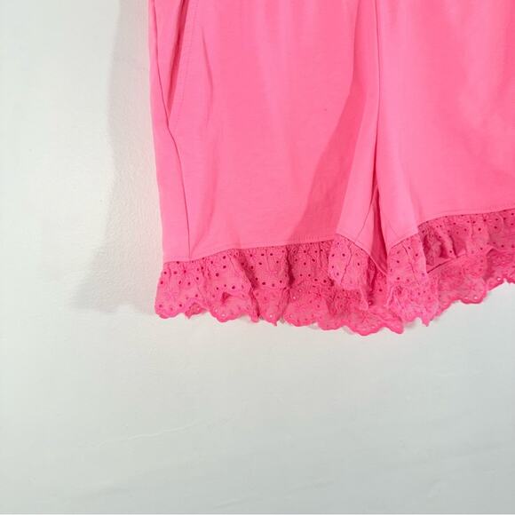 Lilly Pulitzer Skylar Pink Ruffle Eyelet Pull On Stretch Waist Shorts Small - Picture 4 of 8